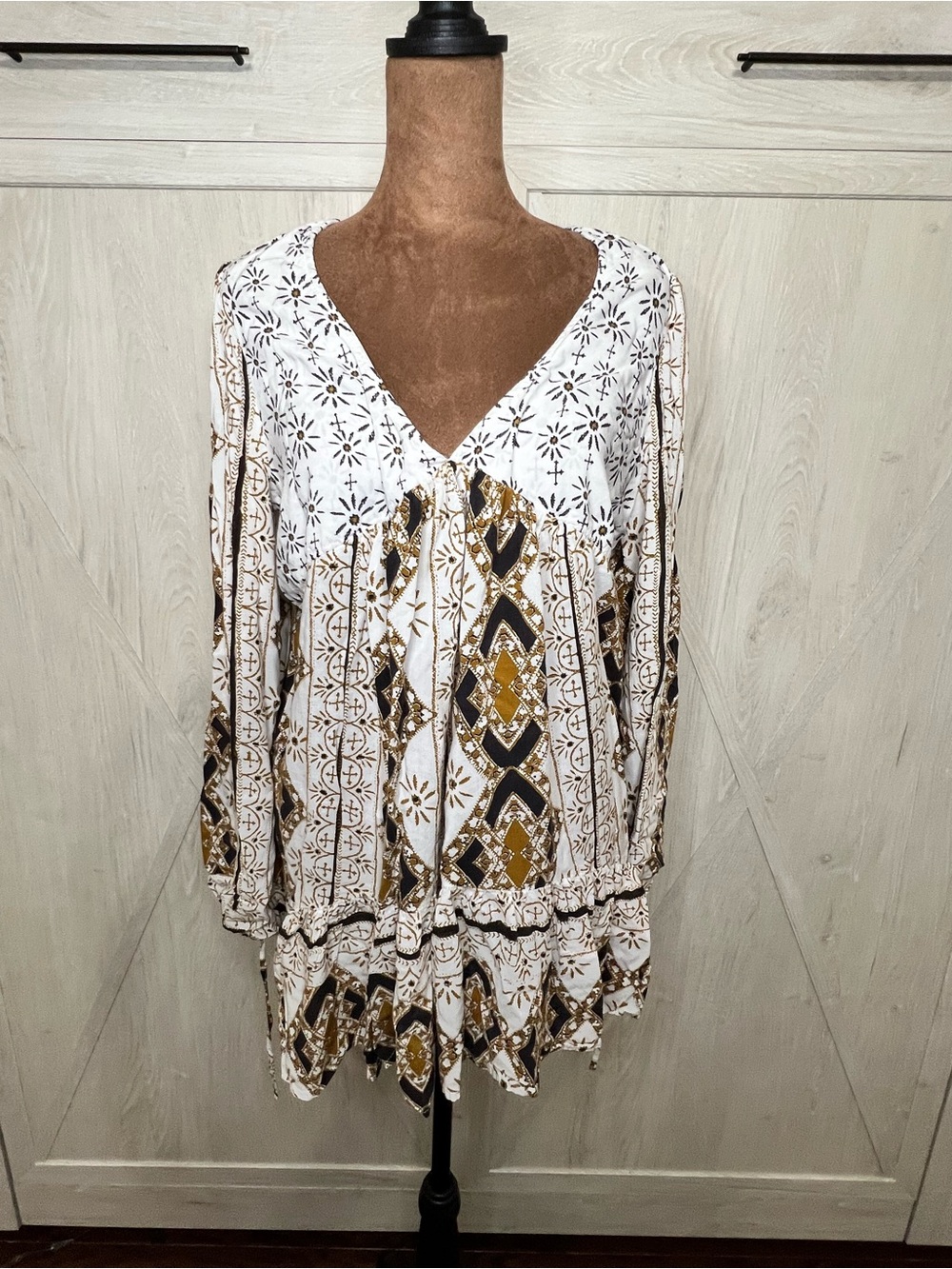 Free People Down By The Bay Tunic Peasant Blouse M